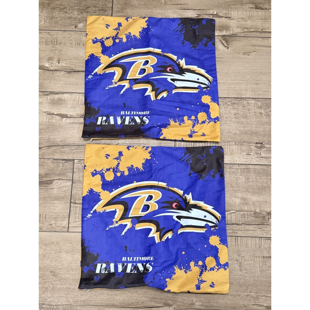 Baltimore Ravens NFL Throw Pillow Covers Set of 2 Purple Gold Design 18x18